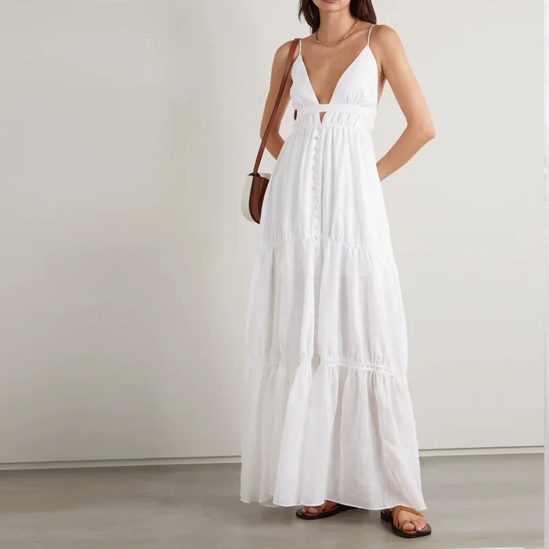 Thời trang Váy cổ dài V Casual Layered?