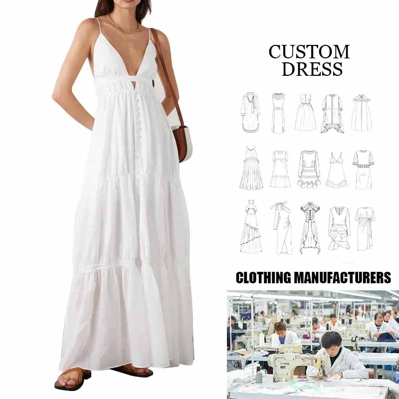 Váy dây cổ dài v layered vasual