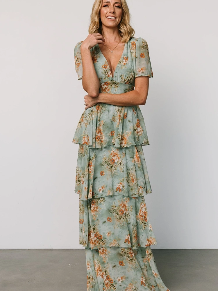 Váy maxi xếp ly xếp ly xếp ly