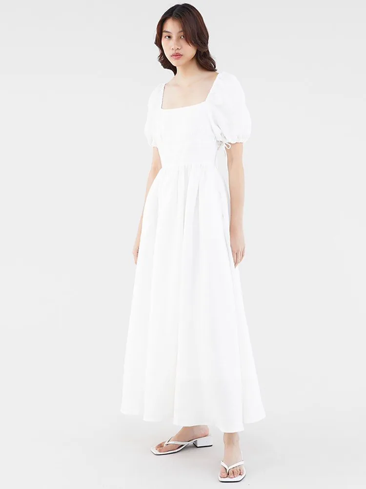 Váy maxi cotton ngắn tay