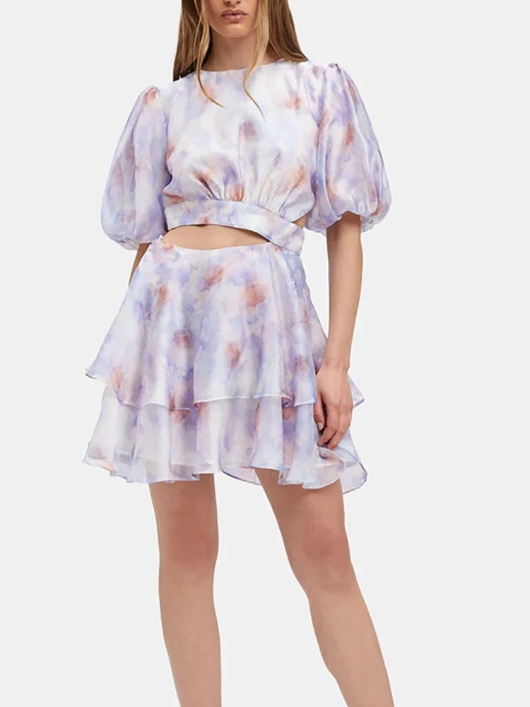 Váy ngắn in họa tiết boho mùa hè